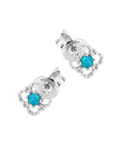 Flower with Opal Silver Stud Earring STS-6821